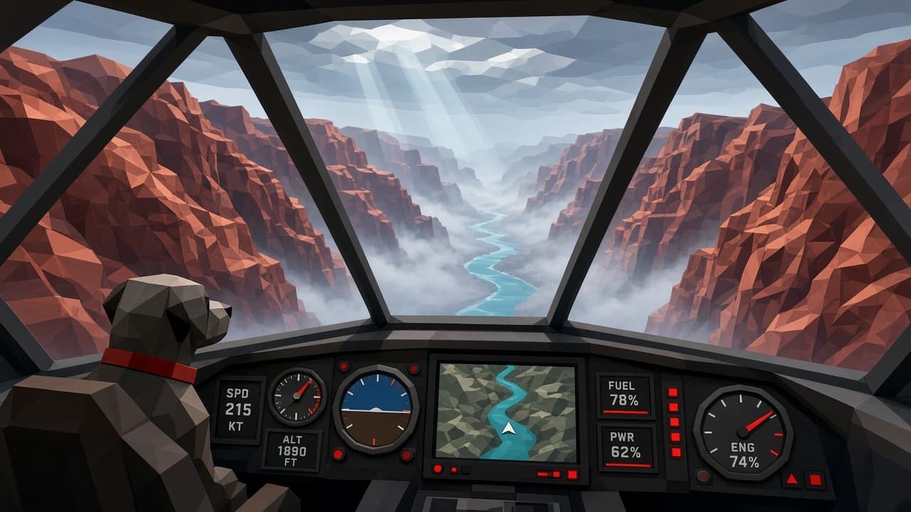 Canyon flight from cockpit