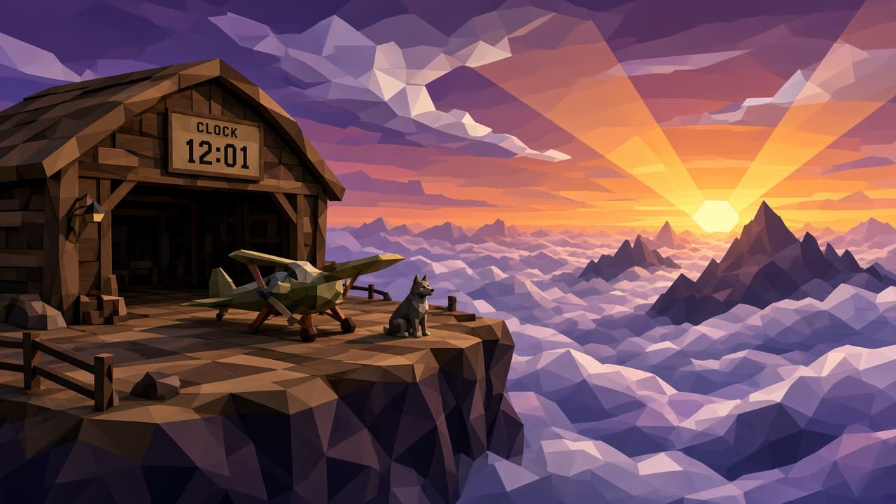 Cliffside hangar at 12:01